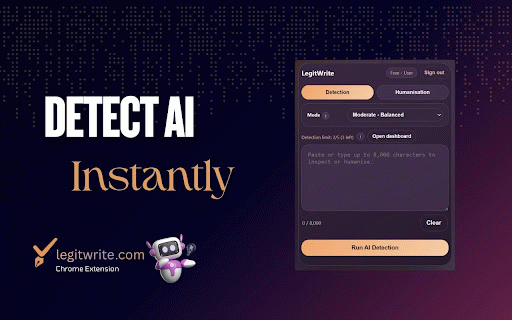 LegitWrite Companion – AI Detector & Humaniser :: Detect AI text, humanise content with tone presets, and copy results instantly inside Chrome.