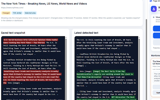Web Page Change Monitor & Visual Diff :: Monitor selected parts of web pages, get change alerts, and compare updates with a visual text diff. Snapshots stay local.