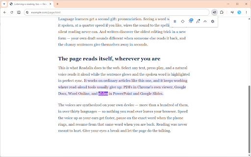 Readalix - Text to Speech (TTS) Read Aloud :: Reads any page aloud and highlights every word as it is spoken. Natural AI voices for web pages, PDF, Docs and Word.