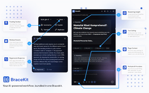 BraceKit: AI Sidebar :: Premium AI sidebar with local vault, multi-chat branching, full page & selection reading, MCP tools, and multi-LLM support.