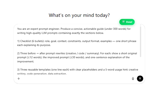 Better Prompt - AI-powered prompt enhancer :: Turn rough ideas into detailed prompts with one click. Works on ChatGPT, Claude, Perplexity, DeepSeek & almost any Ai website.