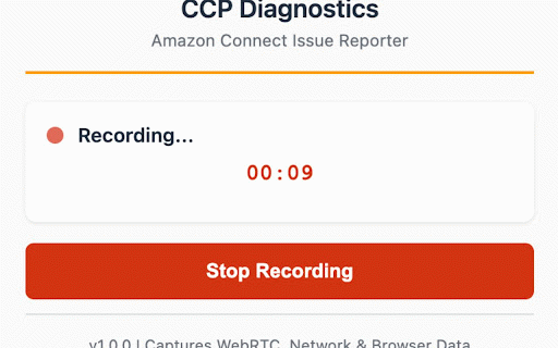 Amazon Connect CCP Diagnostics :: Diagnostic data capture extension for Amazon Connect CCP troubleshooting.
