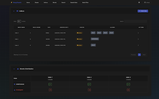 EasyElastic - Elasticsearch UI :: A sleek, user-friendly dashboard providing insights into your Elasticsearch clusters