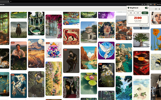 SlopPatrol — Hide AI Slop on Pinterest :: Automatically hides AI-generated pins on Pinterest. Free, local, zero data collected.