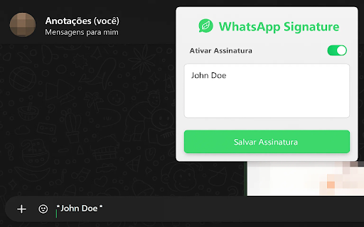 WhatsApp Signature Sender :: Adiciona uma assinatura customizada às suas mensagens do WhatsApp Web.