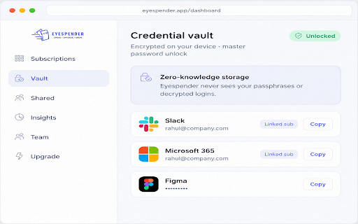 Eyespender - Subscription Detector :: Detect subscriptions on any site and save to Eyespender in one click.