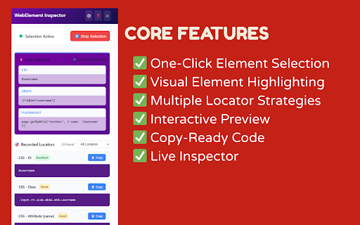 WebElement Inspector :: A powerful browser extension to simplify locating unique elements within a DOM structure.
