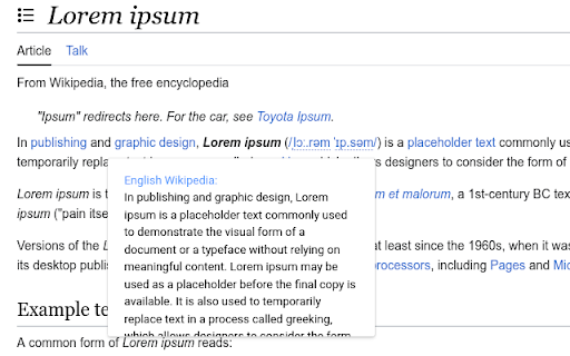 Wikipedia Preview :: Search Wikipedia based on the selected text