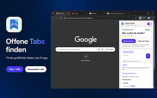 Remy Tab AI :: KI-Tab-Assistent zum Speichern, Organisieren und Durchsuchen deiner offenen und gespeicherten Browser-Tabs.