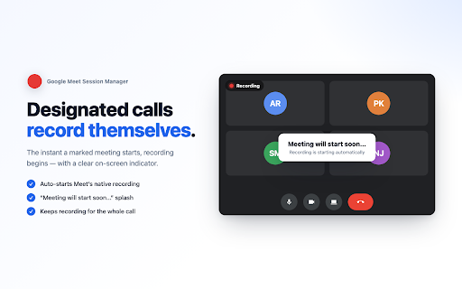 Google Meet Session Manager :: Manage google meet meetings and save the recordings to drive