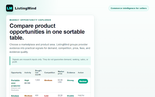 ListingMind :: Commerce intelligence for product listing analysis and marketplace research.
