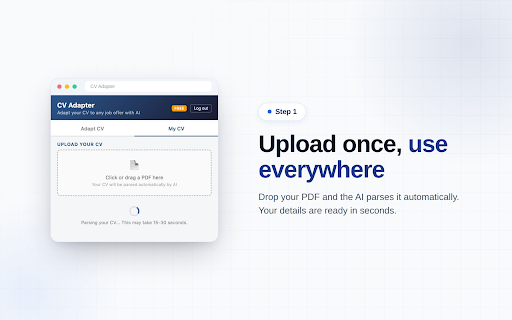 CV Adapter: AI Resume & CV Tailoring for Jobs :: AI resume builder that tailors your CV to any job description. Beat the ATS and apply faster, right from the job posting.
