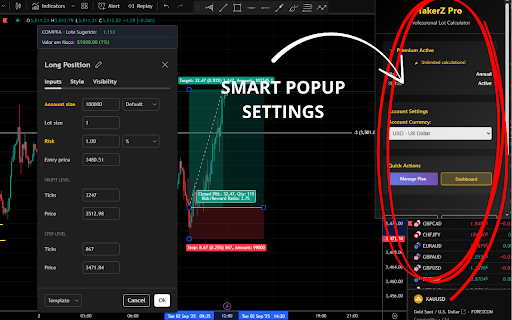 TakerZ Pro - Lot Size Calculator :: Professional lot size calculator for TradingView with risk management features