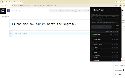 OnePost :: One post, all platforms. Auto-fill your blog content across mutiple platforms.