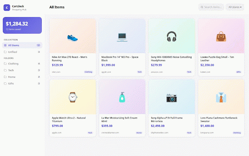 Cartdock :: Your personal shopping hub. Save products from any store with one click.