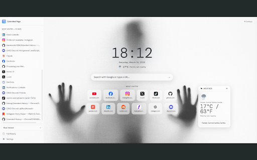 Extended Page | New Tab Homepage :: A beautiful new tab (homepage) page with widgets that can be powered by Extended History extension as option