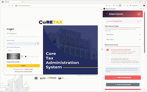 Bukpot Express :: Bukpot Express - Automated tax document downloader with period filtering for CoreTax DJP portal.
