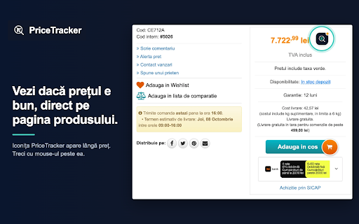 PriceTracker :: Vezi istoricul prețurilor și compară ofertele magazinelor online din România, direct pe pagina produsului.