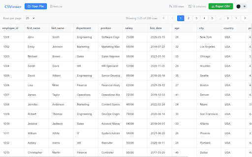 CSViewer :: View, edit and export CSV files with light/dark mode support