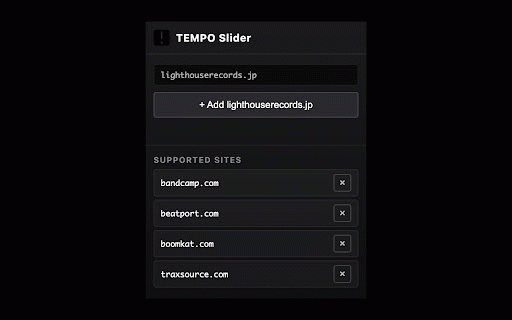 TEMPO Slider :: CDJ-style tempo / pitch keep / BPM controls for music playing in your browser.