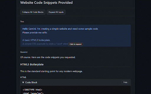 Simple Exporter for Gemini™ :: Export Gemini chats to HTML, JSON, and Markdown with a single click.