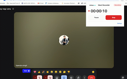 Koderbox Meet Recorder :: Automatically records Google Meet classes (video, trainer + student audio, played audio) to a local file.