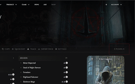 Sorcery X Points Viewer :: Track custom X Points on Curiosa decks. Assign values in the popup and see live totals on the page.