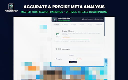 SEO Scanner Pro AI – Page SEO Analyzer & Audit :: SEO Scanner Pro AI – premium on-page SEO analyzer and AI audit assistant for titles, meta tags, images, links and more.