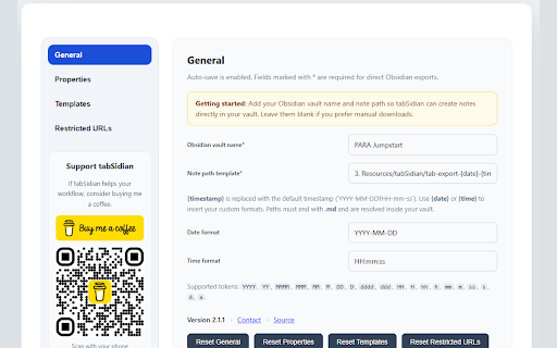 tabSidian :: A browser extension to summarize open tabs into Obsidian markdown files.