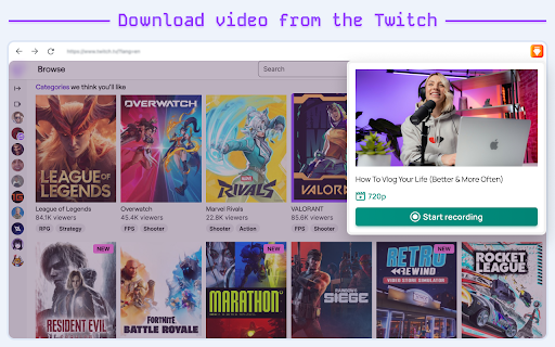 Video Downloader :: Download videos from websites, social media, reels, and embedded players, save online videos, and record live streams in Chrome