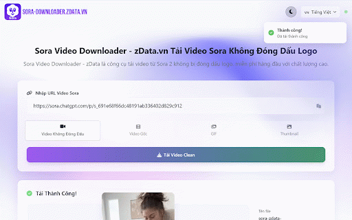 Sora 2 Video Downloader - zData.vn :: Cung cấp các tính năng như tải xuống không watermark, chỉnh sửa tham số video, v.v.