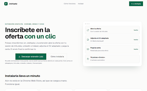 JobApply — inscripción con un clic :: Inscríbete en ofertas de InfoJobs, LinkedIn e Indeed desde jobapply.es con tu CV adaptado y tu carta, en un clic.