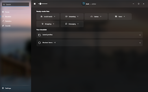 Umbra Blocker :: Blocks distracting websites while Umbra focus protection is active.