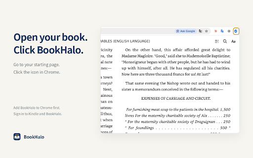 BookHalo :: Transcribe visible Kindle Cloud Reader pages into personal reading-note text and a reference PDF