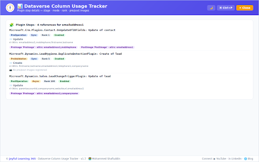 Dataverse Column Usage Tracker :: Track every reference to every column in Dataverse — by Joyful Learning 365