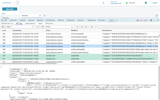 Caplin Developer Tools :: See the StreamLink logs, currently subscribed objects and more.