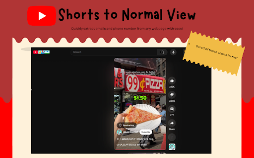 YouTube Shorts to Normal Video :: Redirect YouTube Shorts to normal video format with a toggle switch.