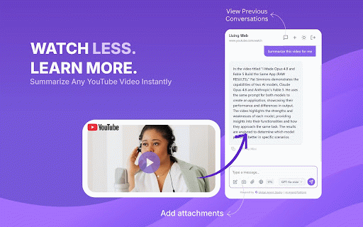 Living Web: AI Assistant, Summarizer for YouTube, Images & Articles :: Summarize content, analyze articles, explore documents, extract insights, and interact with websites.