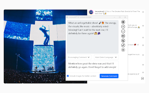 CommentGPT: AI Comment Assistant :: CommentGPT uses AI and image analysis to create context-aware comments for social media. Works on all major platforms. Free to use.