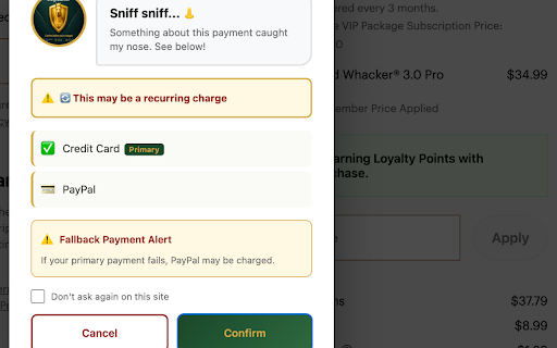 ChargeGuardian :: Stop surprise charges, catch scam checkouts & hidden subscriptions. Works in English, German & French. Optional Pro unlock.
