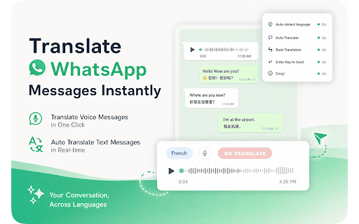 WhatsApp Translation - FluentChat Voice to Text :: Real-time translation and voice transcription for WhatsApp Web conversations.