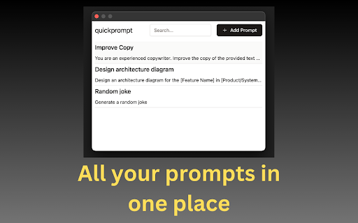 quickprompt - Prompt Manager for ChatGPT and Claude :: Never lose prompts again