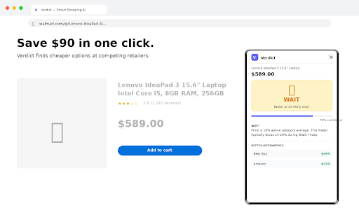 Verdict - Smart Shopping AI :: AI shopping advisor: Buy, Wait, or Skip on any product. Anonymous shopping insights help keep it free.