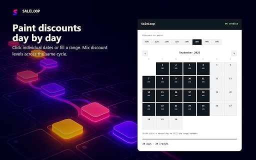 SaleLoop — Etsy Sale Cycle Scheduler :: Save a sale setup once, then relaunch the whole cycle in seconds. Schedules one Etsy sale per day across a date range.