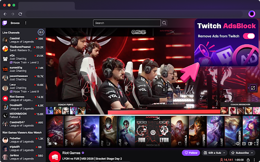 Twitch AdsBlock - Remove Ads from Twitch :: Block ads on Twitch, remove interruptions, and enjoy smoother live streams with a simple Twitch ad blocker for your browser
