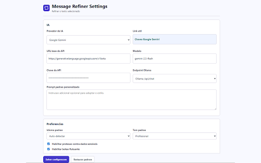 Message Refiner :: Refine selected text into clear, professional messages using AI.
