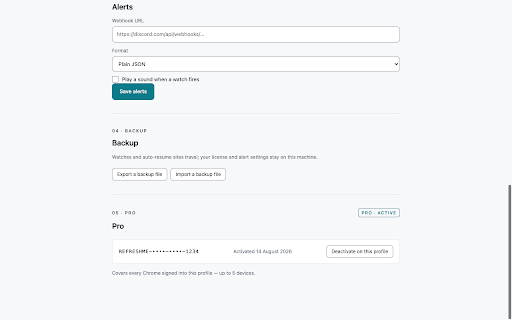 refreshme — Auto Refresh & Page Monitor :: Auto refresh tabs and watch pages for changes. Local-first: no account, no servers, no tracking.