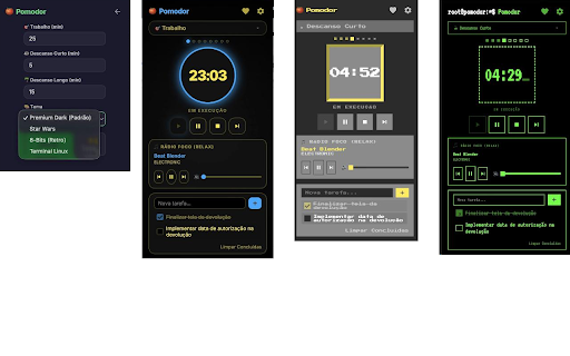 Pomodor :: Timer Pomodoro simples e elegante direto no ícone da extensão