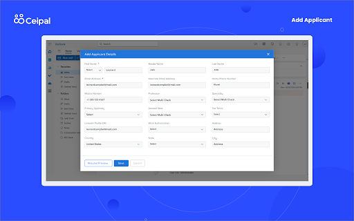CEIPAL ATS For Office 365 :: Easily add and manage clients, vendors, applicants, and jobs directly into the Ceipal ATS from your Office-365.