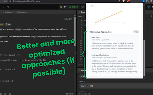 LeetCode Analyzer Pro :: Analyzes time and space complexity of LeetCode solutions using Google Gemini, offering optimization insights and visualizations.